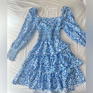 Floral Long Sleeve Short Dress!